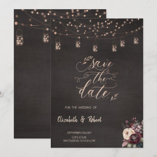 Rustikale String-Lights-Rose Save the Date