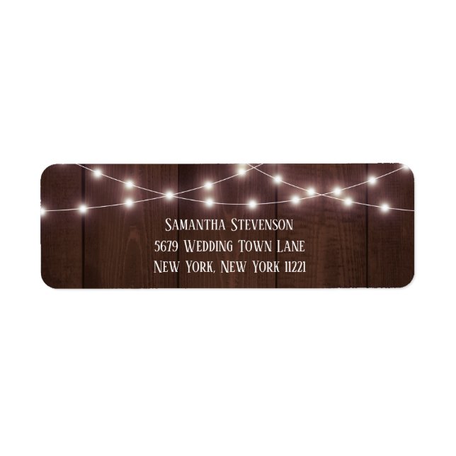 Rustikale String Lights-Rücksendeadresse (Vorne)