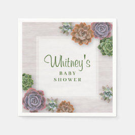 Rustikale Succulents Babydusche Serviette