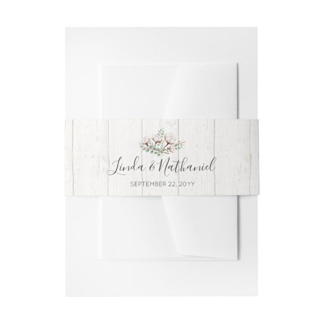 Rustikale Südliche Baumwolle- und Holzlandhochzeit Einladungsbanderole (Vorderseite Beispiel)
