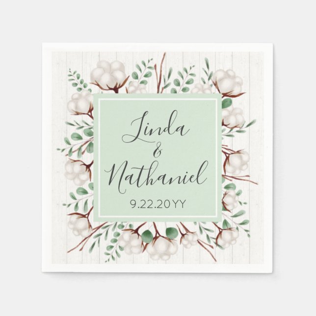 Rustikale Südliche Baumwolle- und Holzlandschaft H Serviette (Vorderseite)