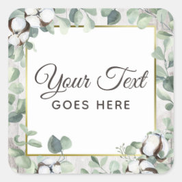 Rustikale Südliche Wasserfarbe Baumwolle & Botanis Quadratischer Aufkleber