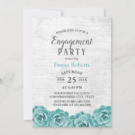 Rustikale, sukkulente, florale Stallenholz-Engagem Einladung