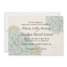 Rustikale, sukkulente Hochzeitseinladung