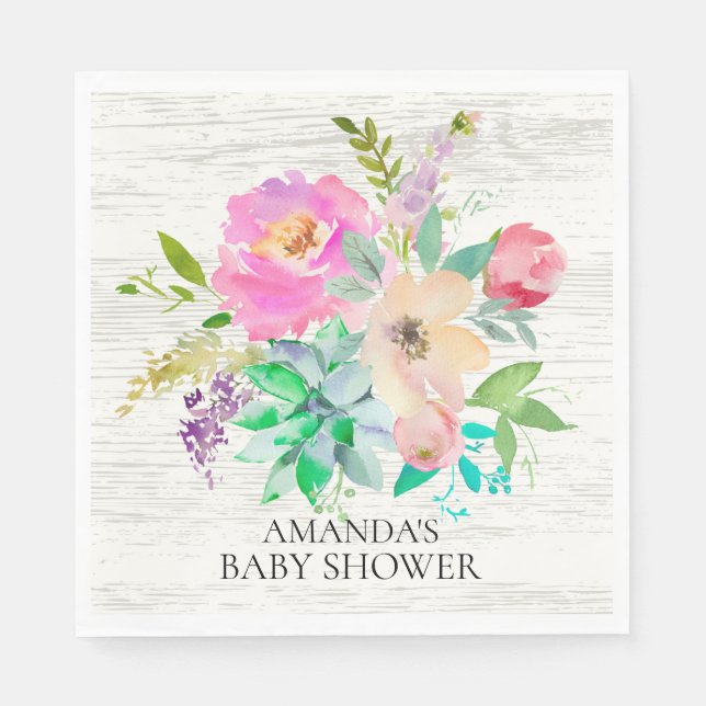 Rustikale Sukkulturen und Blumenduschpapier Napkin Serviette (Vorderseite)