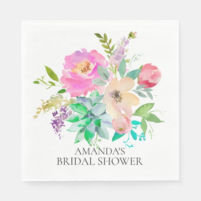 Rustikale Sukkulturen und Blumenduschpapier Napkin Serviette (Vorderseite)