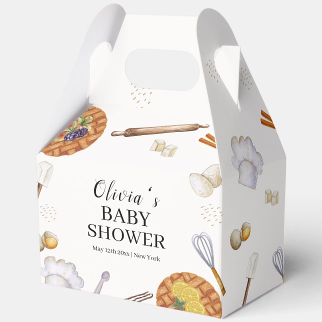 Rustikale Süsse Backkuchen Kinderdusche Geschenkschachtel (Vorderseite)