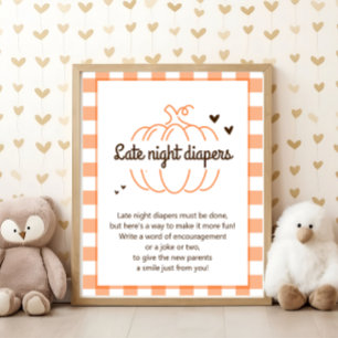 Rustikale süße Kürbis-Baby-Party Späte Nachtwindel Poster