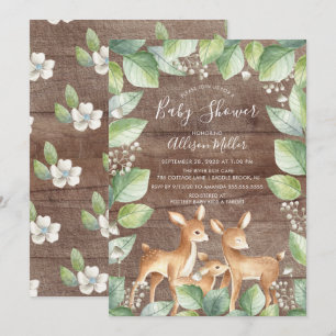 Rustikale Sweet Deer Couple Baby Dusche Einladung