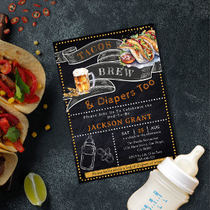 Rustikale Tacos Brew & Diapers Kinderdusche Einlad Einladung