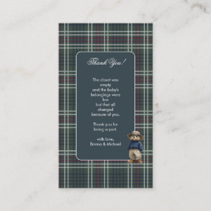 Rustikale Tartan Bear Baby Dusche Danke Karte
