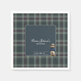 Rustikale Tartan Bear Baby Dusche Serviette