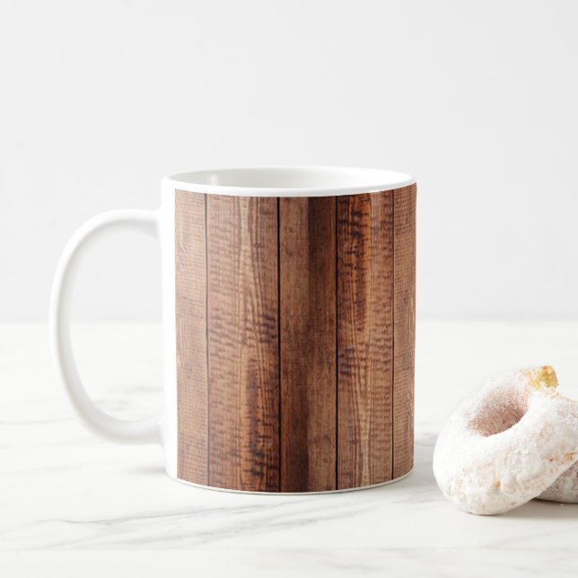 Rustikale Tasse aus Holz (Mit Donut)