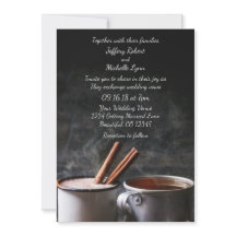 Rustikale Tasse Tee und heiße Schokolade Einladung