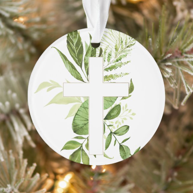 Rustikale Taufbecken Grüne Kreuzung Gunst Ornament (Baum)