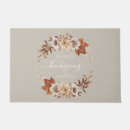 Rustikale Taupe Herbstlaub glücklich Thanksgiving Fußmatte
