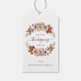Rustikale Taupe Herbstlaub glücklich Thanksgiving Geschenkanhänger