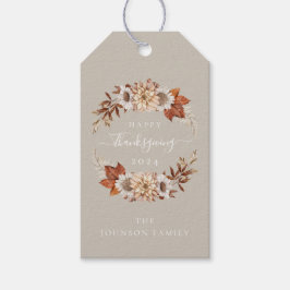 Rustikale Taupe Herbstlaub glücklich Thanksgiving Geschenkanhänger