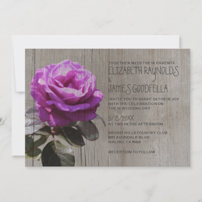 Rustikale Tea Rose Hochzeitseinladungen Einladung (Vorderseite)