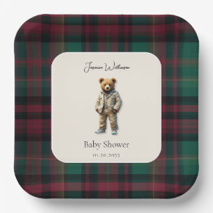 rustikale Teddy Baby Dusche Pappteller