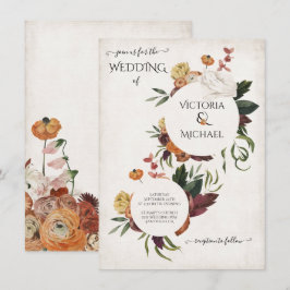 Rustikale Terracotta Boho Blumenwelten Hochzeit Einladung