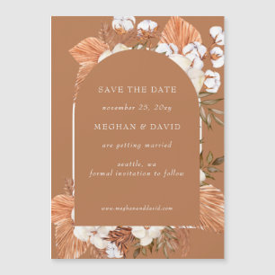 Rustikale Terracotta Boho Pampas Save the Date ang Magnetkarte