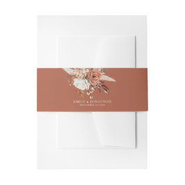 Rustikale Terracotta Florals Namen Datum Hochzeit Einladungsbanderole