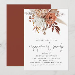Rustikale Terracotta Florals Script Engagement Par Einladung