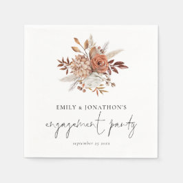 Rustikale Terracotta Florals Script Engagement Par Serviette