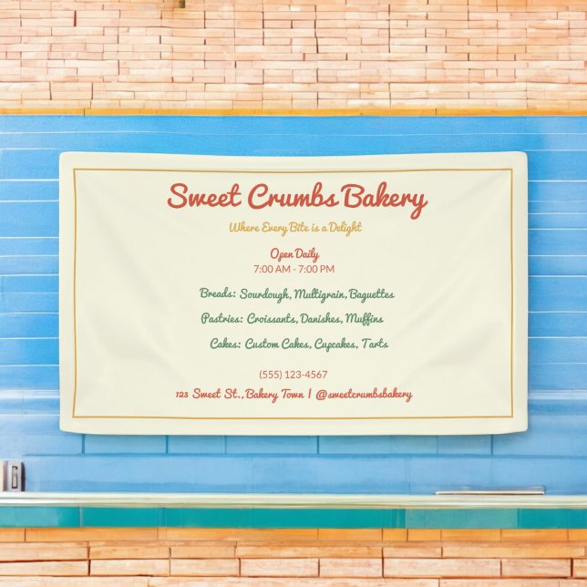Rustikale Terracotta, grün, Senf-Gelb-Bäckerei Banner (bakery banner)