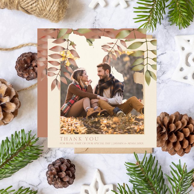 Rustikale Terracotta Herbst Herbstausaves Foto Hoc Dankeskarte (Von Creator hochgeladen)