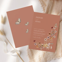 Rustikale Terracotta Herbst Wildblumen Hochzeit