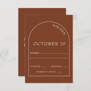Rustikale Terracotta Moderne Arch Wedding RSVP Car