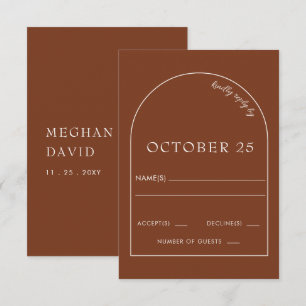 Rustikale Terracotta Moderne Arch Wedding RSVP Car Karte