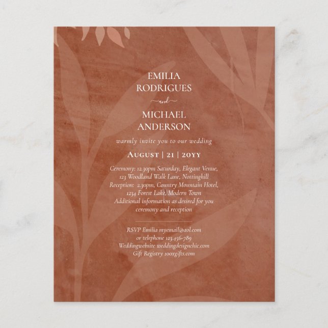 Rustikale Terracotta-Overlay-Hochzeit Flyer (Vorne)