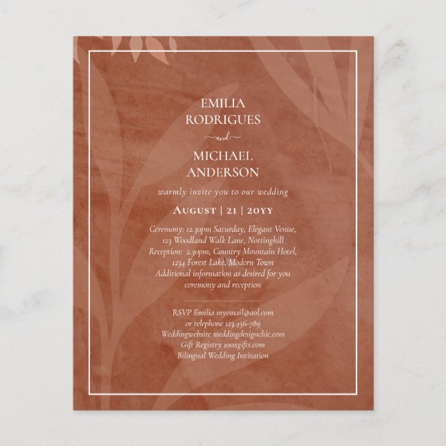 Rustikale Terracotta-Overlay-Hochzeit Flyer (Vorne)
