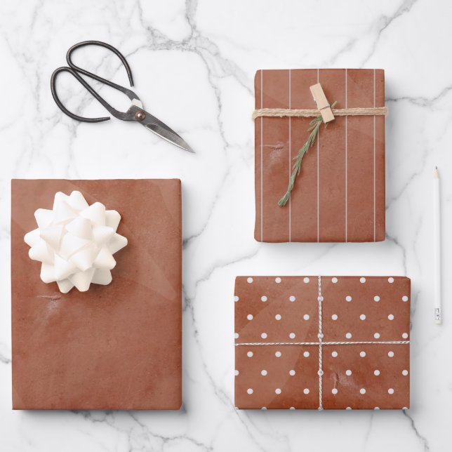 Rustikale Terracotta-Overlay-Hochzeit Geschenkpapier Set (Vorderseite)