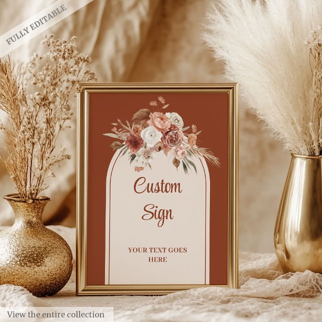 Rustikale Terracotta Pampas Sage Boho Blumenhochze Poster (Rustic Terracotta Pampas Sage Boho Floral Wedding Poster)