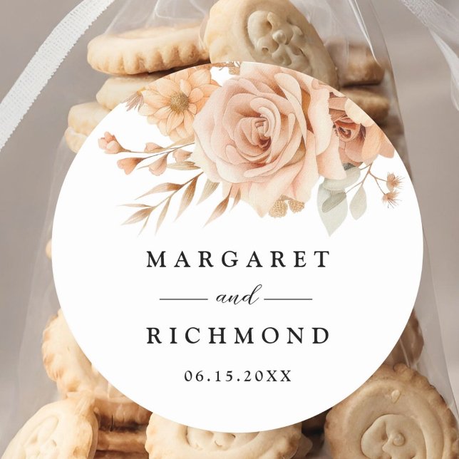 Rustikale Terracotta-Rose Blumenzehen Runder Aufkleber (Von Creator hochgeladen)