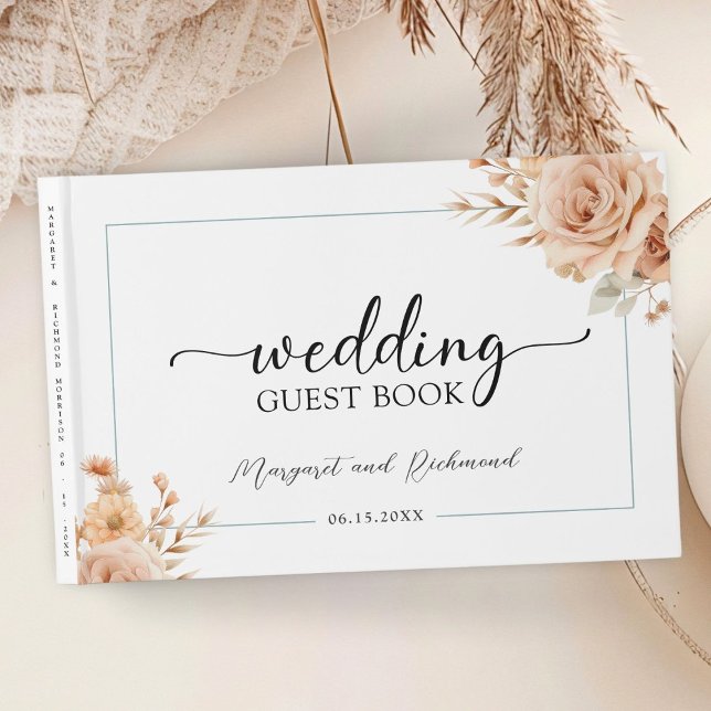 Rustikale Terracotta Rose Floral Wedding Gästebuch (Von Creator hochgeladen)