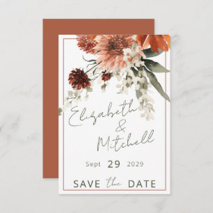 Rustikale Terracotta Rost Blume Hochzeit Save The Date