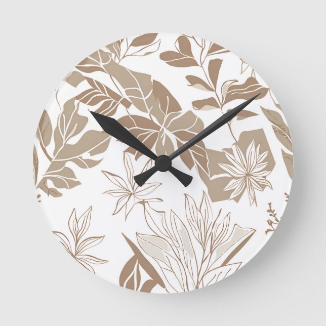 Rustikale Terracotta-Wildblume Boho Eclectic Desig Runde Wanduhr (Vorderseite)