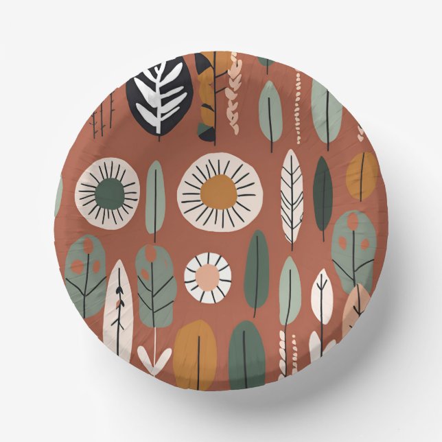 Rustikale Terracotta Wildblume Boho Spring Style Pappteller (Vorderseite)