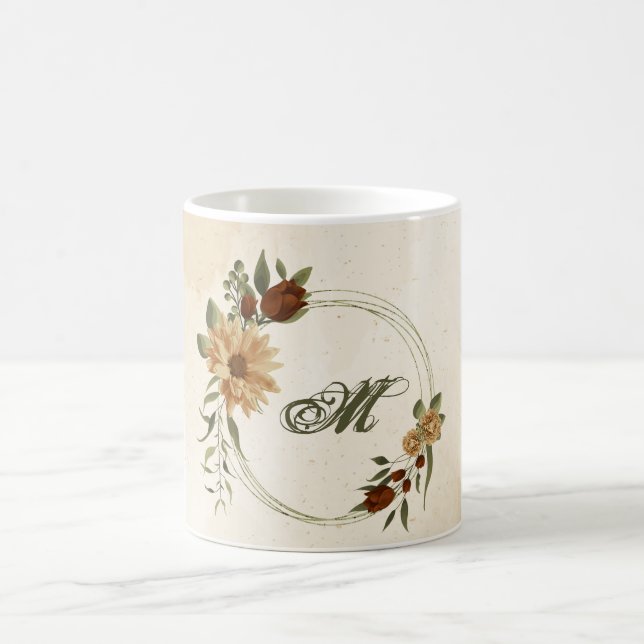 rustikale Terrakotta-Blumen-Grünpflanzen Kaffeetasse (Mittel)