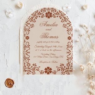 Rustikale Terrakotta-Blumen-Mexikanische Hochzeit Einladung