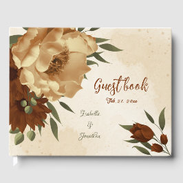 rustikale Terrakotta Blumengrün Hochzeit Gästebuch