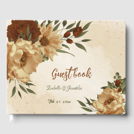 rustikale Terrakotta Blumengrün Hochzeit Gästebuch