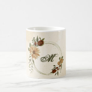 rustikale Terrakotta Blumengrün Kaffeetasse
