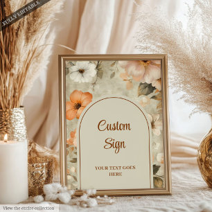 Rustikale Terrakotta-Elfenbein-Blumen-Hochzeitstaf Poster