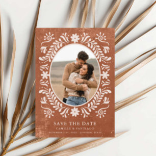 Rustikale Terrakotta-Fotos Hochzeitseinladung Save The Date